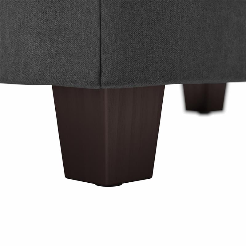 Stockton Upholstered Storage Ottoman in Charcoal Gray Herringbone Fabric