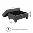 Stockton Upholstered Storage Ottoman in Charcoal Gray Herringbone Fabric