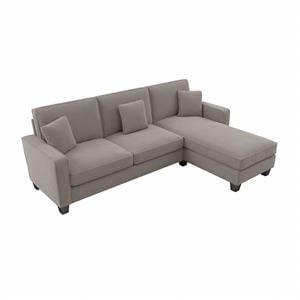 stockton 102w couch with reversible chaise in beige herringbone fabric