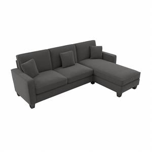 stockton 102w couch with reversible chaise in charcoal gray herringbone fabric