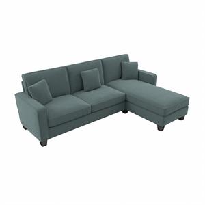 stockton 102w couch with reversible chaise in turkish blue herringbone fabric