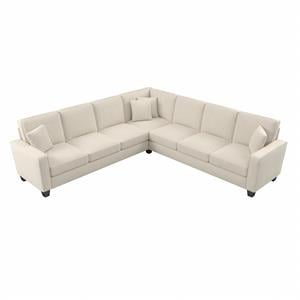 stockton 110w l shaped sectional couch in cream herringbone fabric
