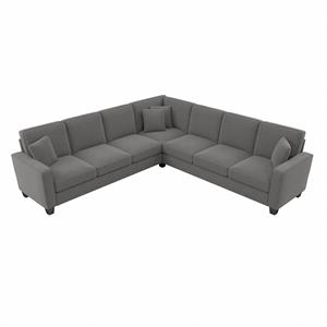 stockton 110w l shaped sectional couch in french gray herringbone fabric