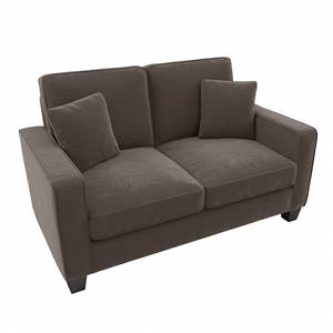 stockton 61w loveseat in chocolate brown microsuede