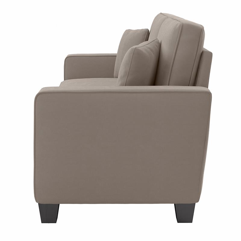 Stockton 73W Sofa in Tan Microsuede