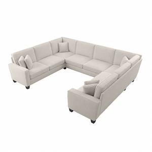 Stockton 125W U Shaped Sectional Couch in Light Beige Microsuede