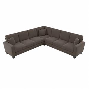 stockton 111w l shaped sectional couch in chocolate brown microsuede