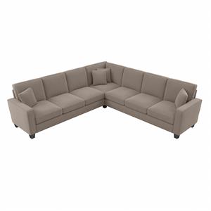 stockton 111w l shaped sectional couch in tan microsuede