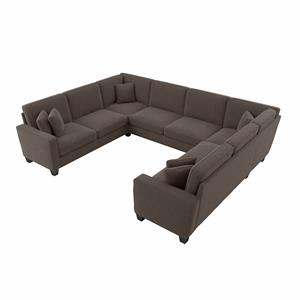 stockton 125w u shaped sectional couch in chocolate brown microsuede