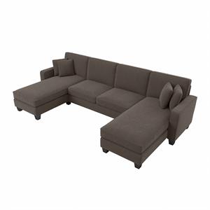 stockton 131w sectional couch with double chaise in chocolate brown microsuede