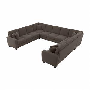 stockton 137w u shaped sectional couch in chocolate brown microsuede
