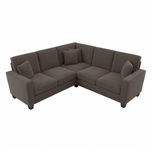 stockton 87w l shaped sectional couch in chocolate brown microsuede