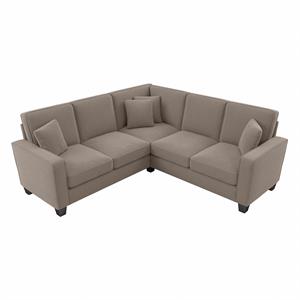 Stockton 87W L Shaped Sectional Couch in Tan Microsuede