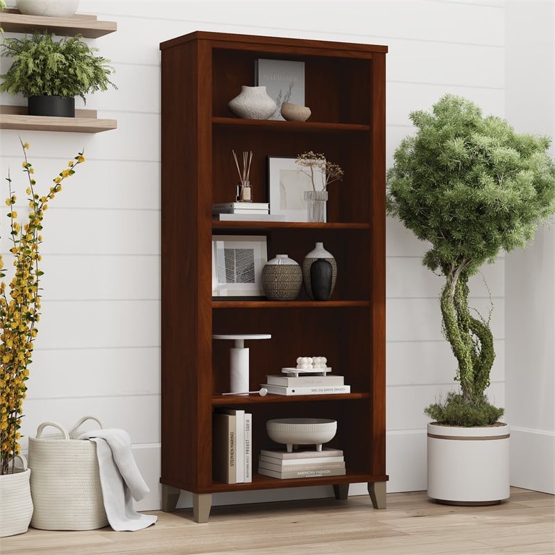 Somerset Tall 5 Shelf Bookcase in Hansen Cherry - Engineered Wood
