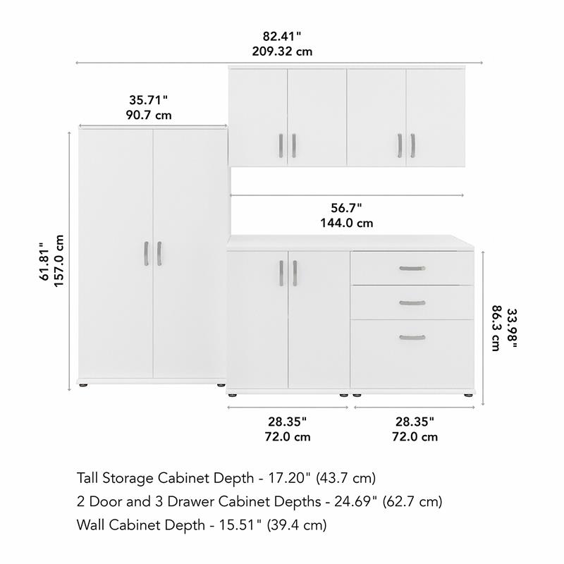 Universal 5 Piece Modular Closet Storage Set in White - Engineered Wood
