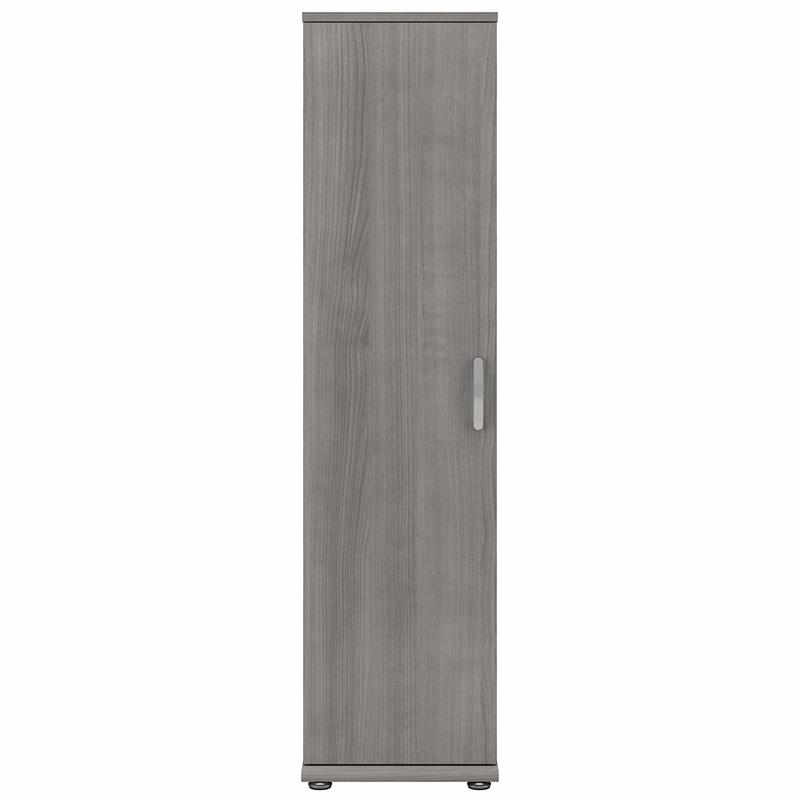 Bush Business Furniture Universal Tall Clothing Storage Cabinet with Doors and Shelves Platinum Gray