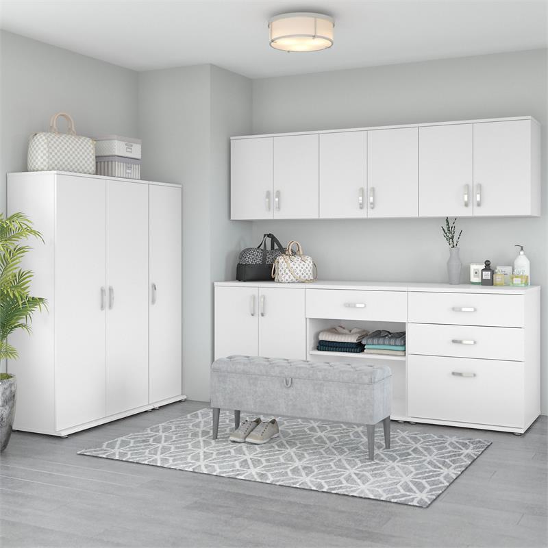 Universal Closet Organizer with Doors in White - Engineered Wood
