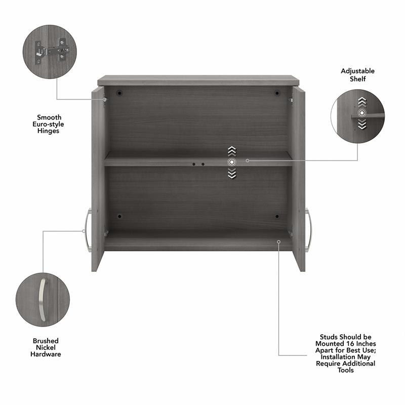 Universal Closet Wall Cabinet with Doors in Platinum Gray - Engineered Wood