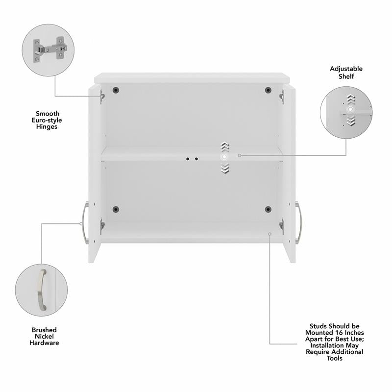 Universal Closet Wall Cabinet with Doors in White - Engineered Wood