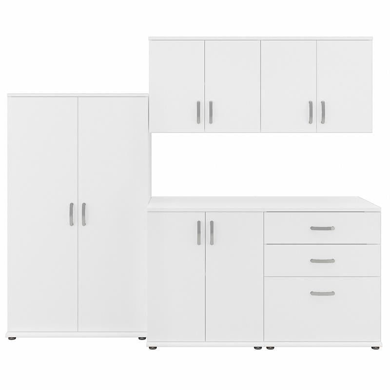 Universal 5 Piece Laundry Room Storage Set in White - Engineered Wood