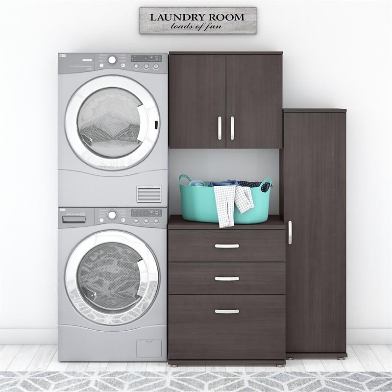 Universal 3 Piece Laundry Room Storage Set in Storm Gray - Engineered Wood