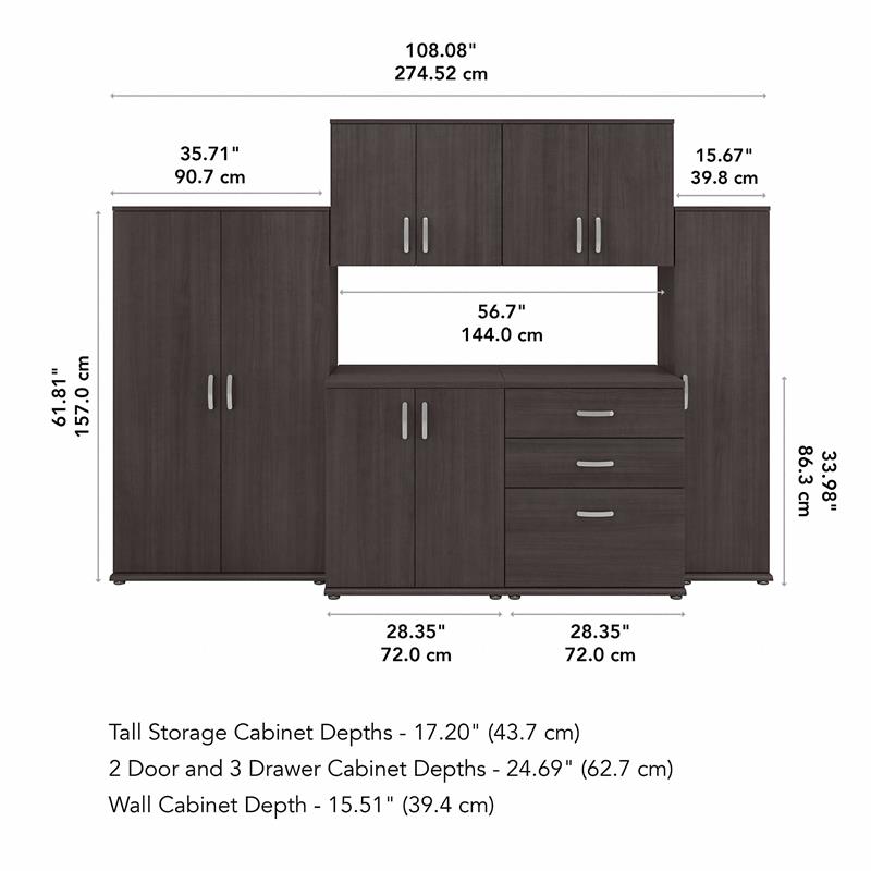 Universal 6 Piece Modular Garage Storage Set in Storm Gray - Engineered Wood