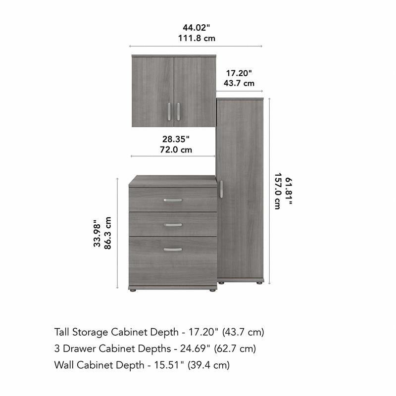Universal 3 Piece Modular Garage Storage Set in Platinum Gray - Engineered Wood