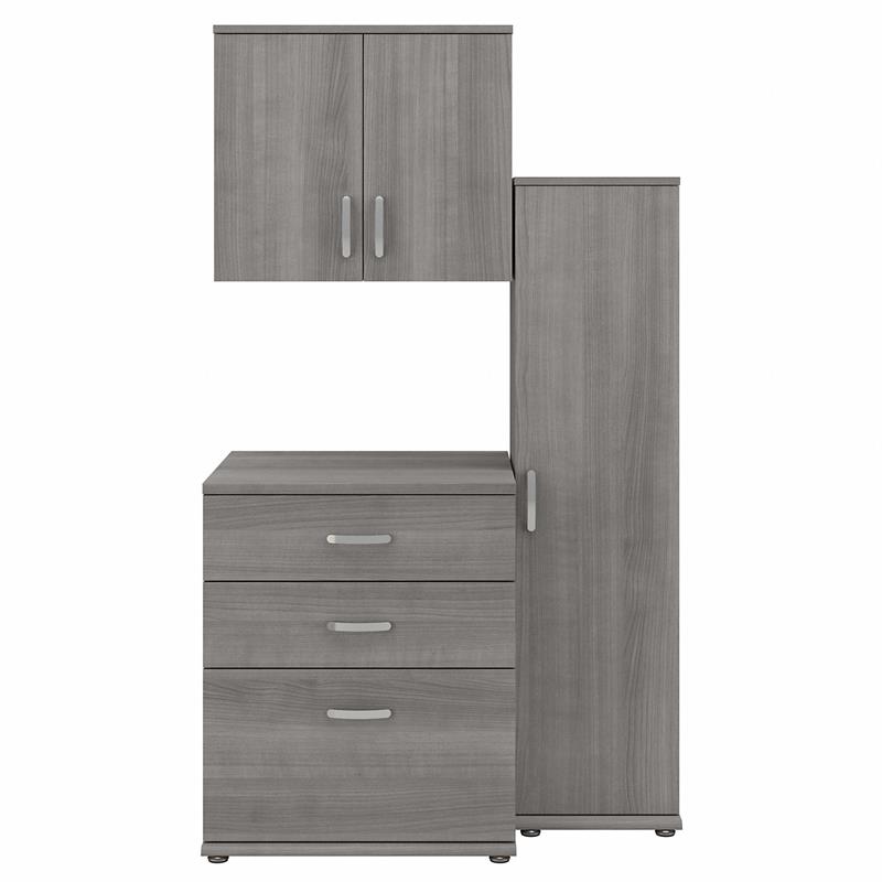 Universal 3 Piece Modular Garage Storage Set in Platinum Gray - Engineered Wood
