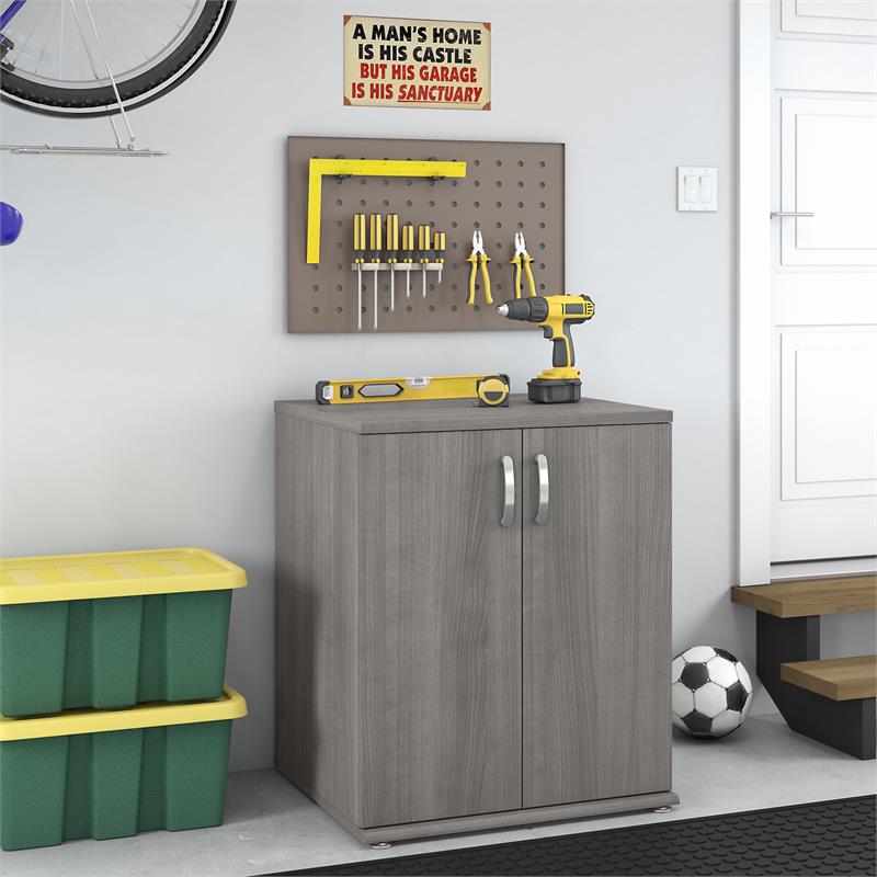 Universal Garage Storage Cabinet with Doors in Platinum Gray - Engineered Wood
