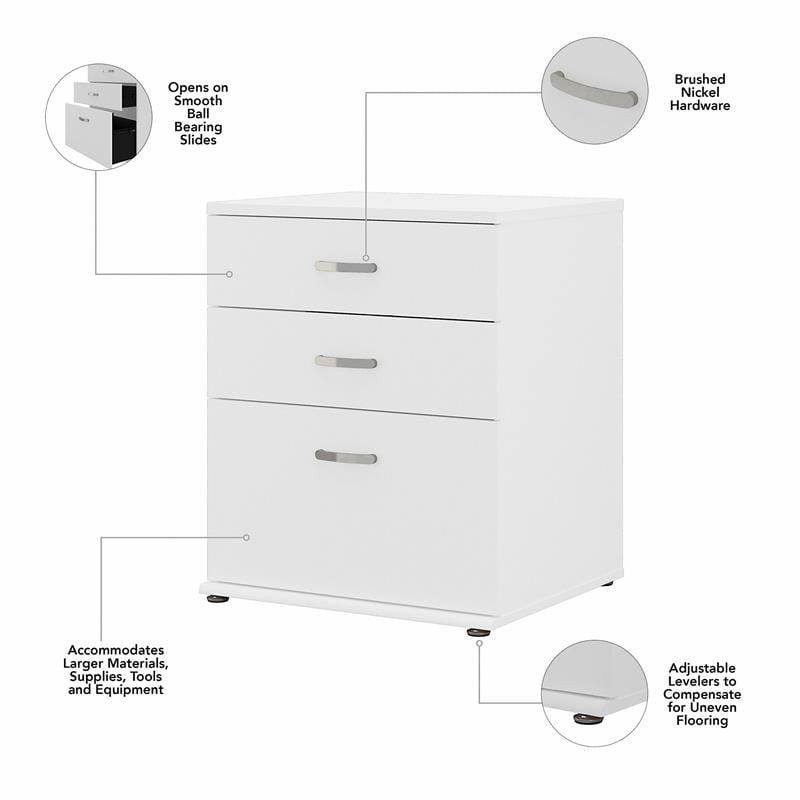 Universal Garage Storage Cabinet with Drawers in White - Engineered Wood