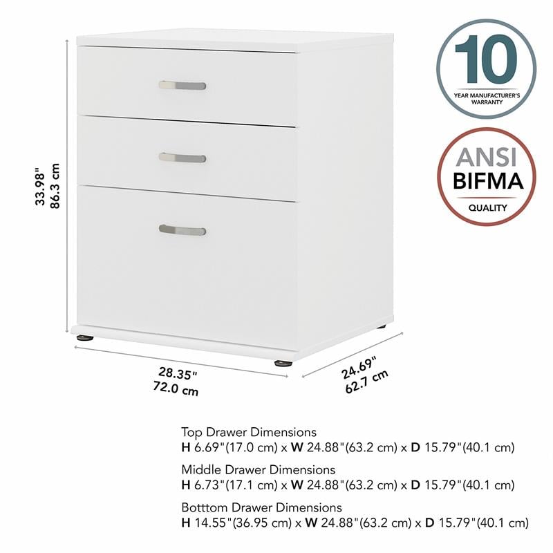 Universal Garage Storage Cabinet with Drawers in White - Engineered Wood