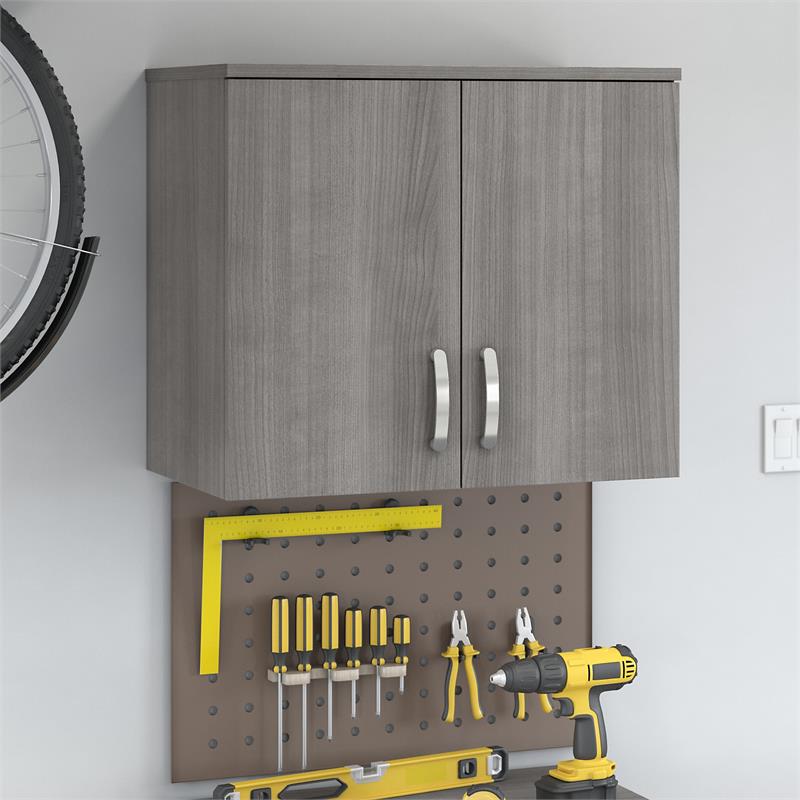 Universal Garage Wall Cabinet with Doors in Platinum Gray - Engineered Wood