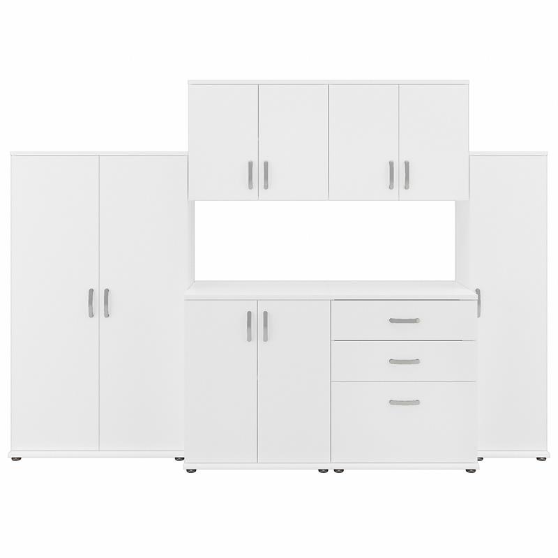 Universal 6 Piece Laundry Room Storage Set in White - Engineered Wood