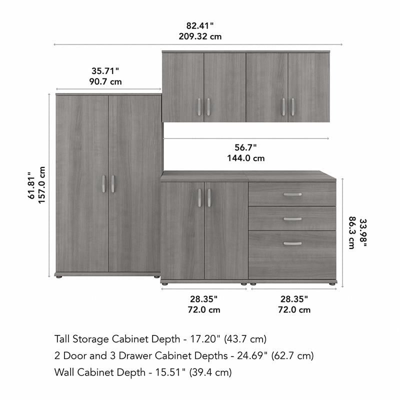 Universal 5 Piece Laundry Room Storage Set in Platinum Gray - Engineered Wood