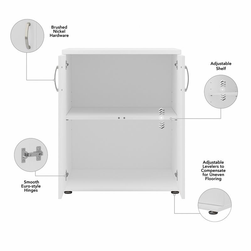 Universal Laundry Room Cabinet with Doors in White - Engineered Wood