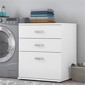 Universal Laundry Room Cabinet with Drawers in White - Engineered Wood