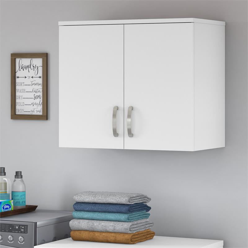 Bush Business Furniture Universal Laundry Room Storage Cabinet with Doors and Shelves White