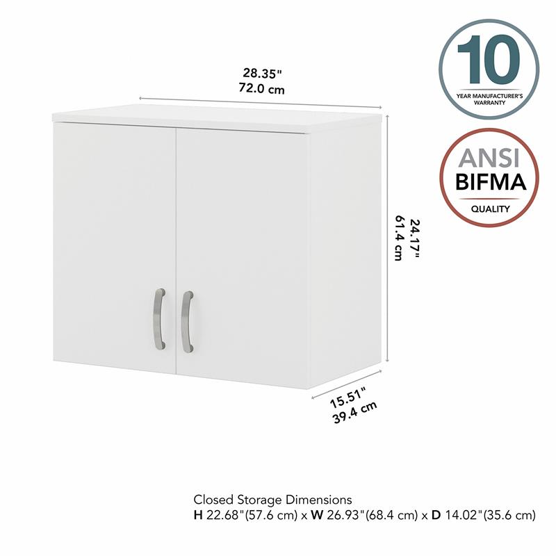 Universal Laundry Room Wall Cabinet with Doors in White - Engineered Wood