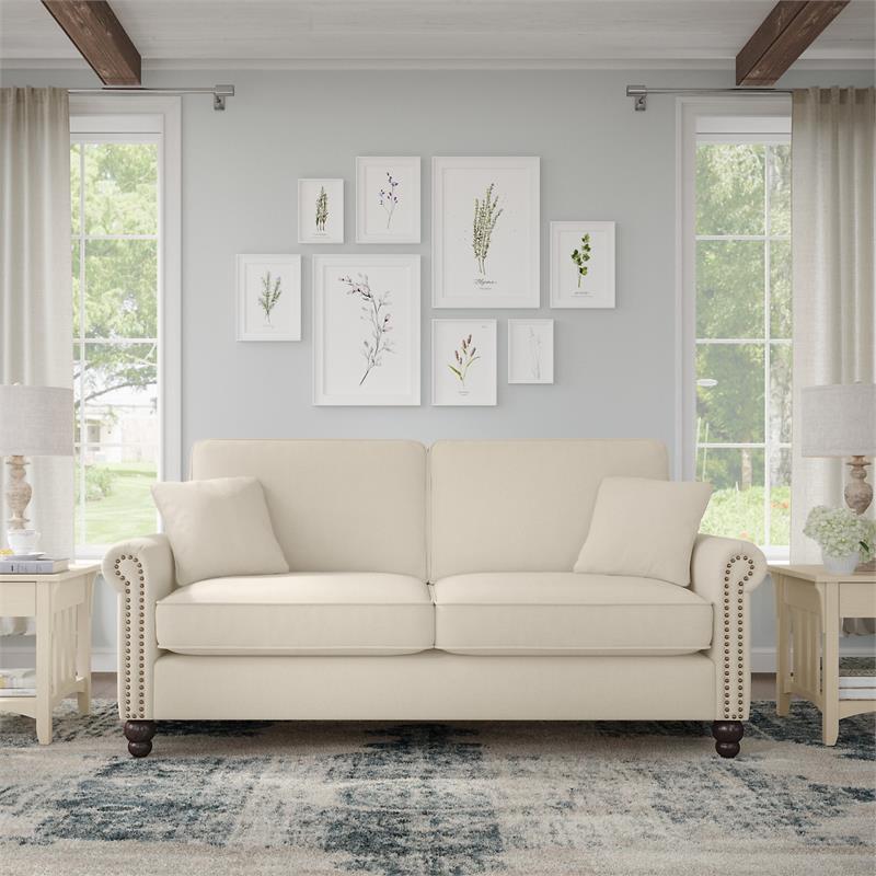 Coventry 73W Sofa in Cream Herringbone Fabric