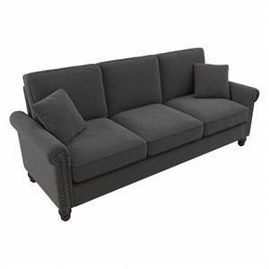 coventry 85w sofa in charcoal gray herringbone fabric