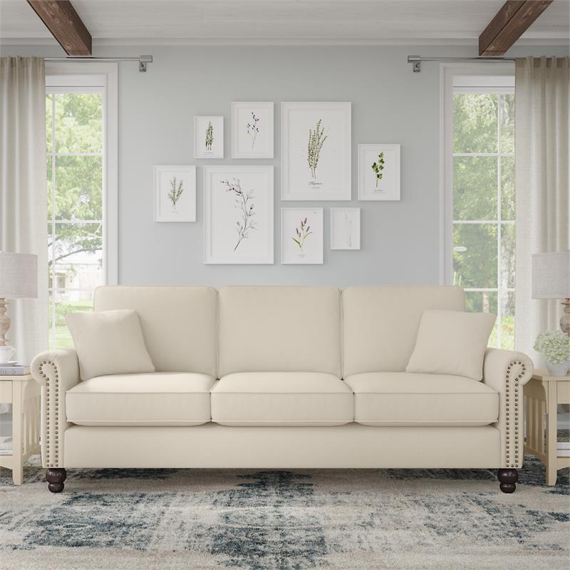 Coventry 85W Sofa in Cream Herringbone Fabric