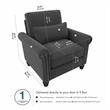 Coventry Accent Chair with Arms in Charcoal Gray Herringbone Fabric