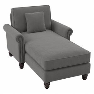 coventry chaise with arms in french gray herringbone fabric