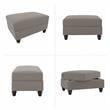 Coventry Upholstered Storage Ottoman in Beige Herringbone Fabric