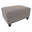 Coventry Upholstered Storage Ottoman in Beige Herringbone Fabric