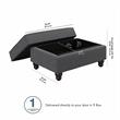 Coventry Upholstered Storage Ottoman in Charcoal Gray Herringbone Fabric