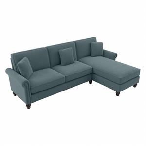 coventry sectional with rev. chaise in turkish blue herringbone fabric