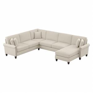 coventry u shaped sectional with rev. chaise in cream herringbone fabric