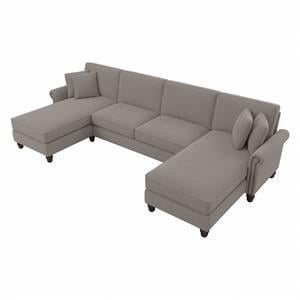 coventry 131w sectional with double chaise in beige herringbone fabric