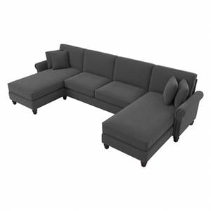 coventry 131w sectional with double chaise in charcoal gray herringbone fabric